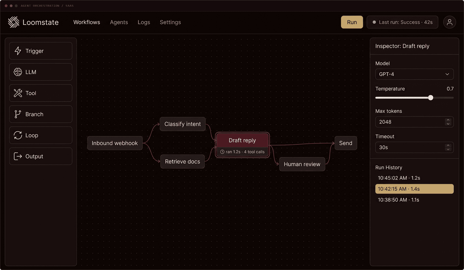 Agent orchestration workflow builder